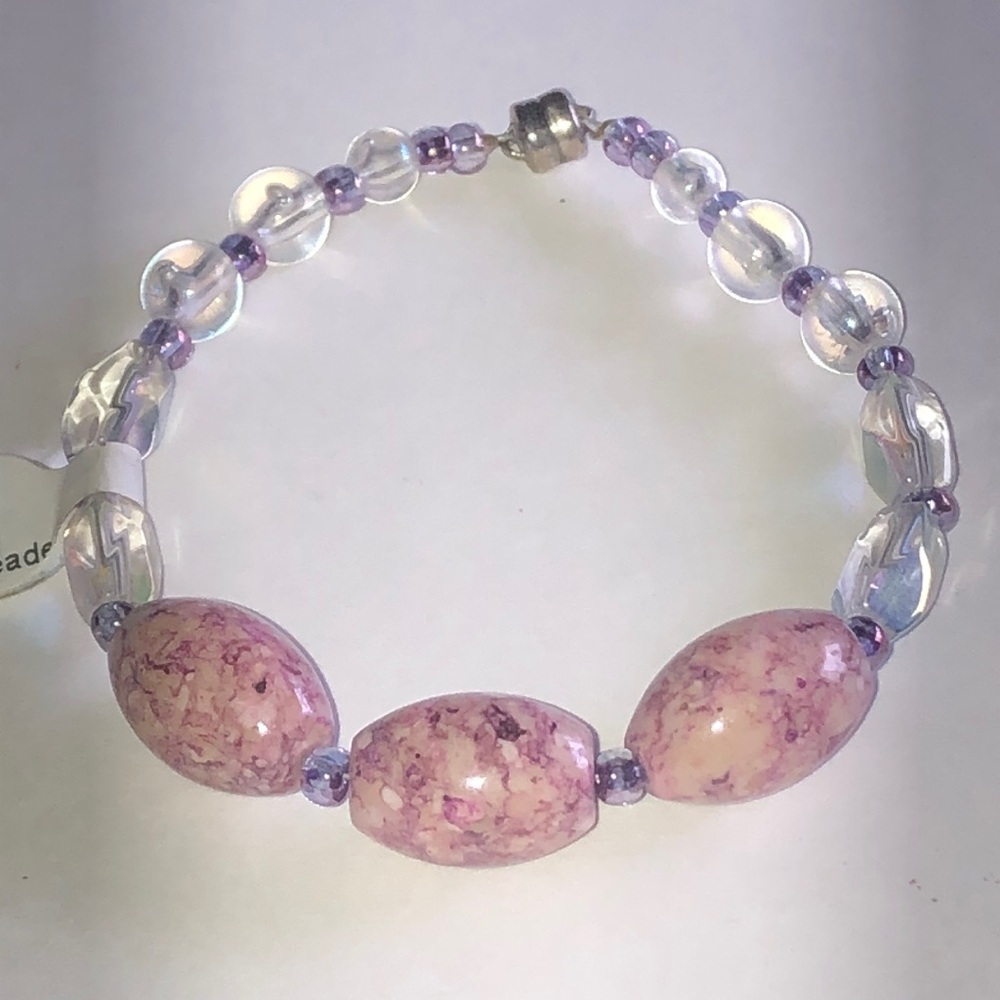 Pink and Purple Beaded Boho Bracelet